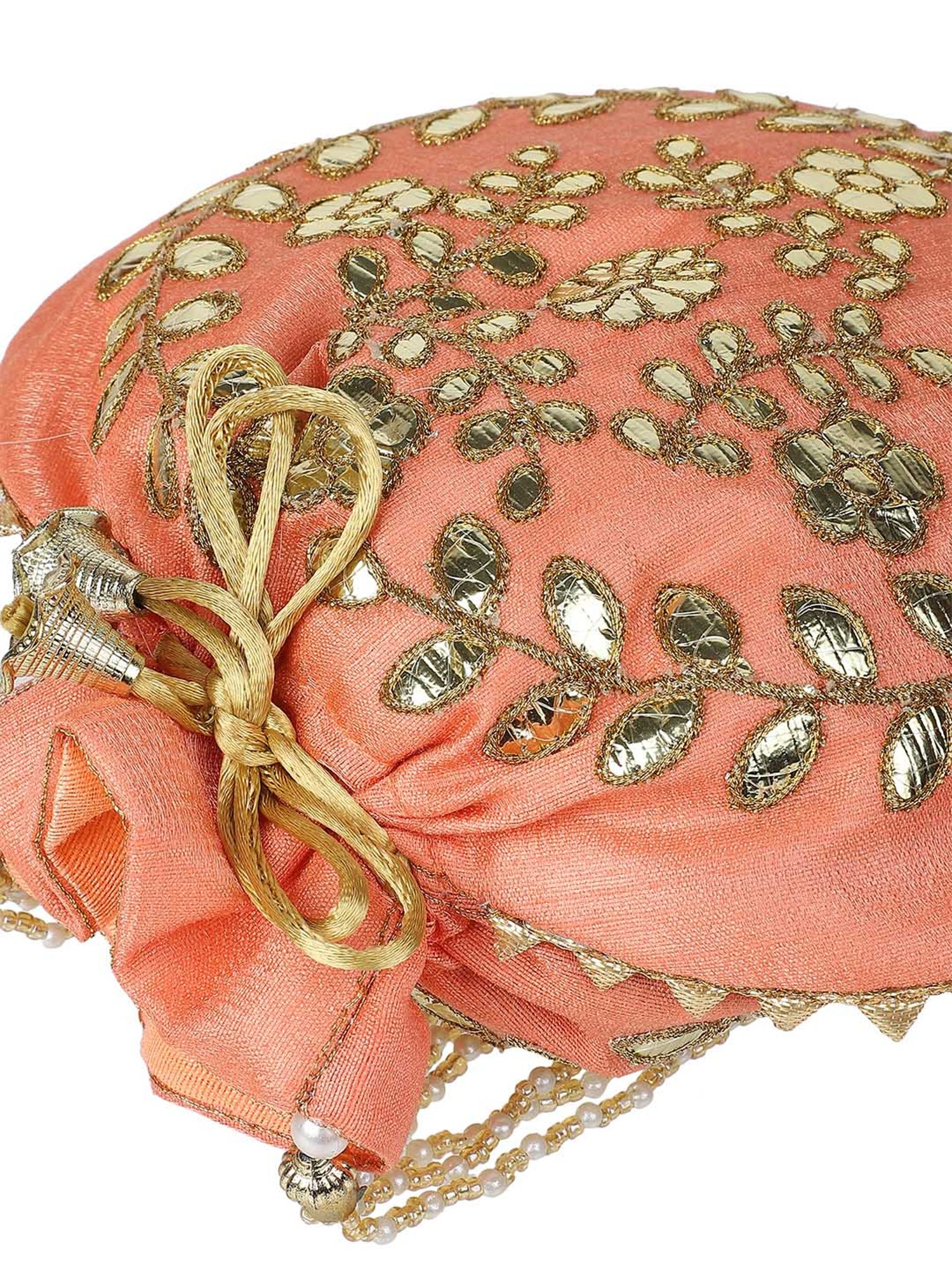 Aditi Wasan Peach Embellished Potli