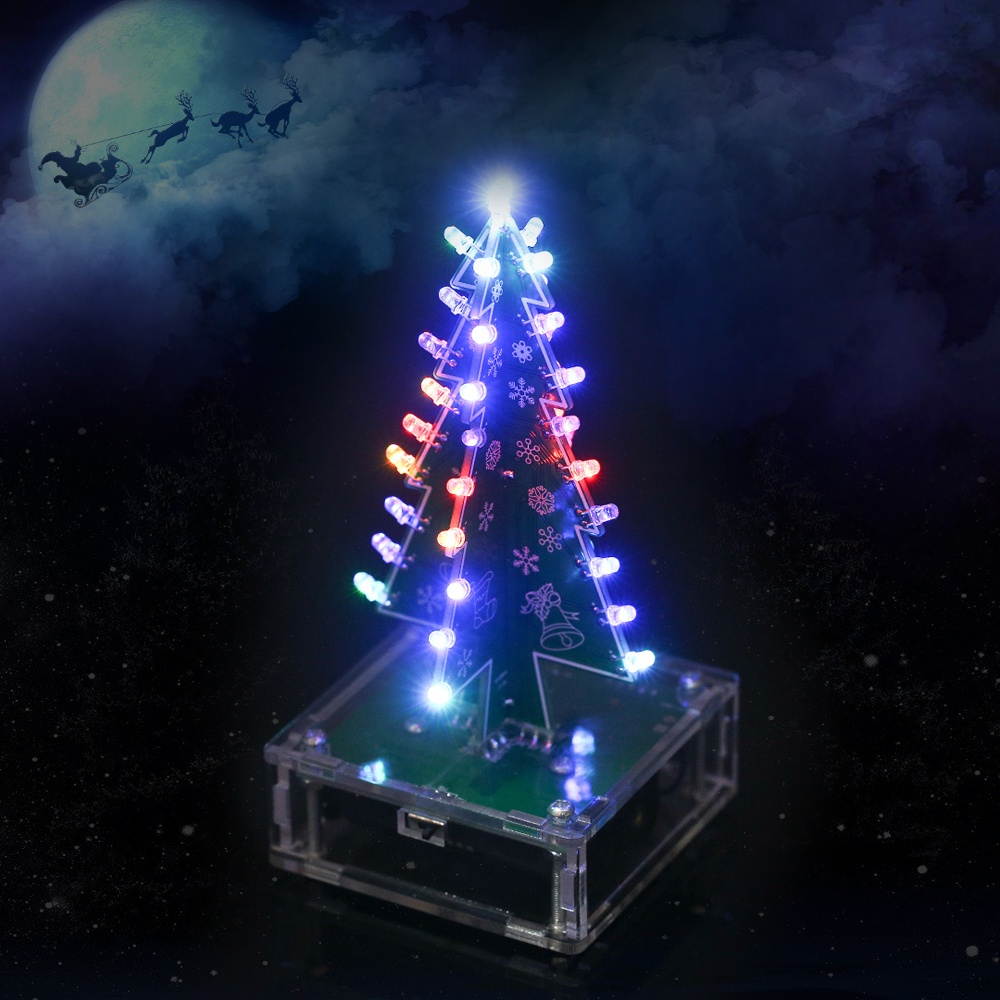 DIY Colorful Easy Making LED Light Acrylic Christmas Tree with Music Electronic Learning Kit Module
