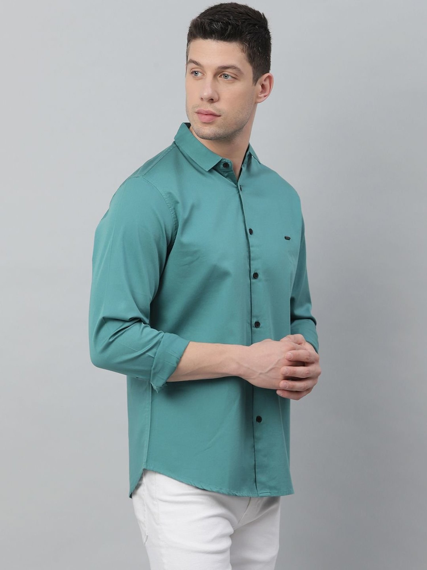 Dennis Lingo Blue Cotton Slim Fit Shirt