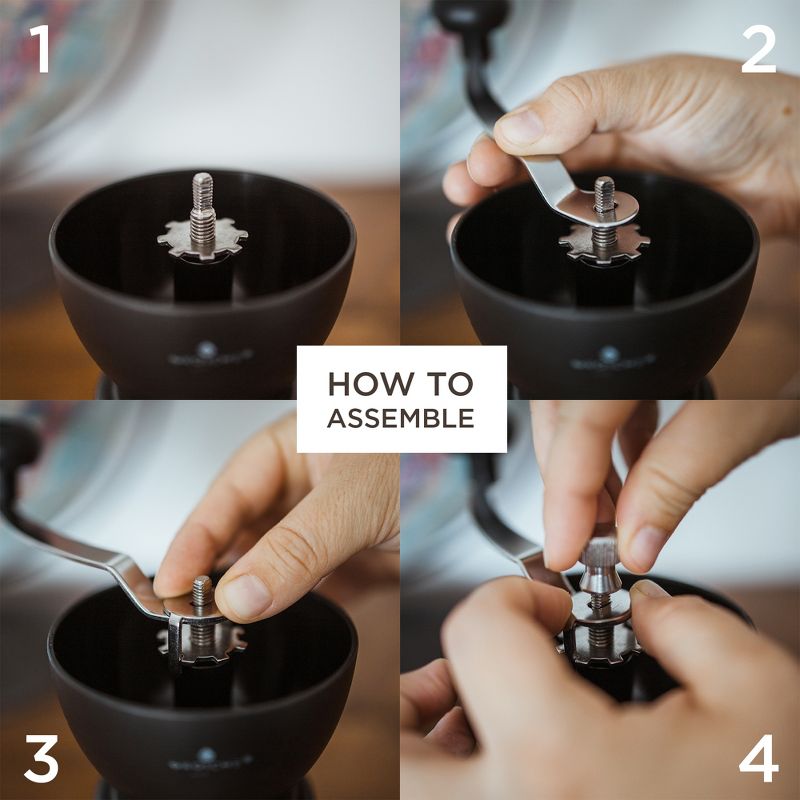 GROSCHE BREMEN Manual Coffee Grinder, Ceramic Conical Burr Coffee Grinder and Spice Mill - Black