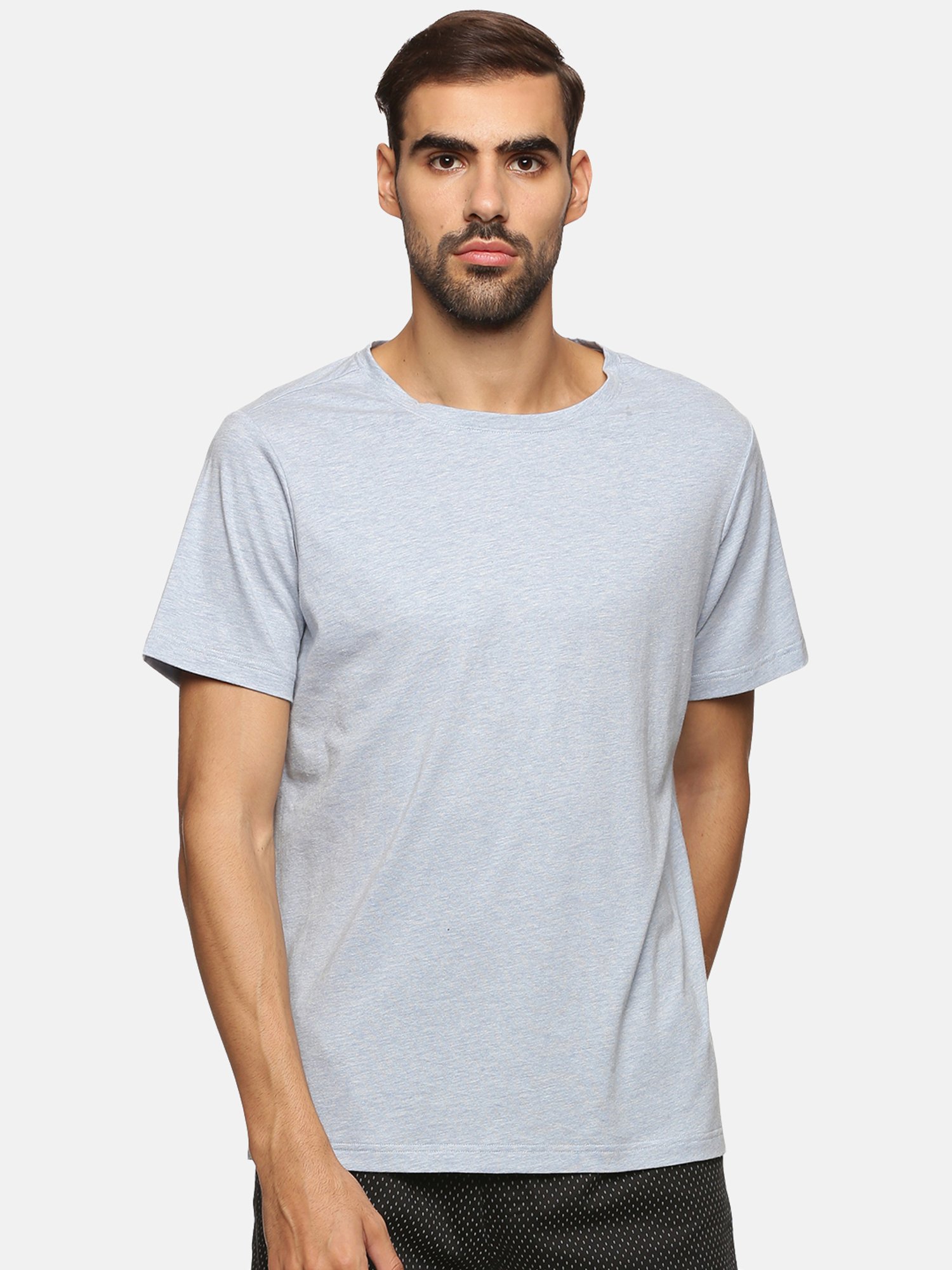 Don Vino Light Blue Regular Fit Crew T-Shirt