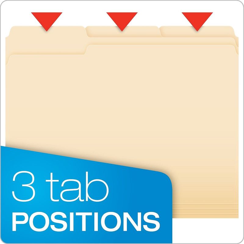 Pendaflex CutLess File Folders 1/3 Cut Top Tab Letter Manila 100/Box 48420