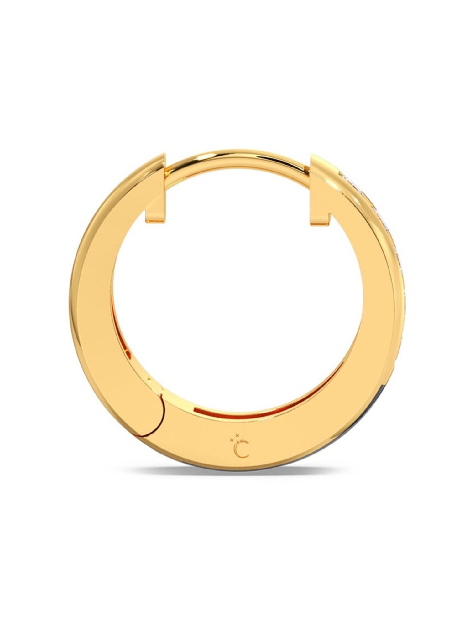 Candere by Kalyan Jewellers Peacock Collection 18k Yellow Gold Diamond Huggies Earrings for Men