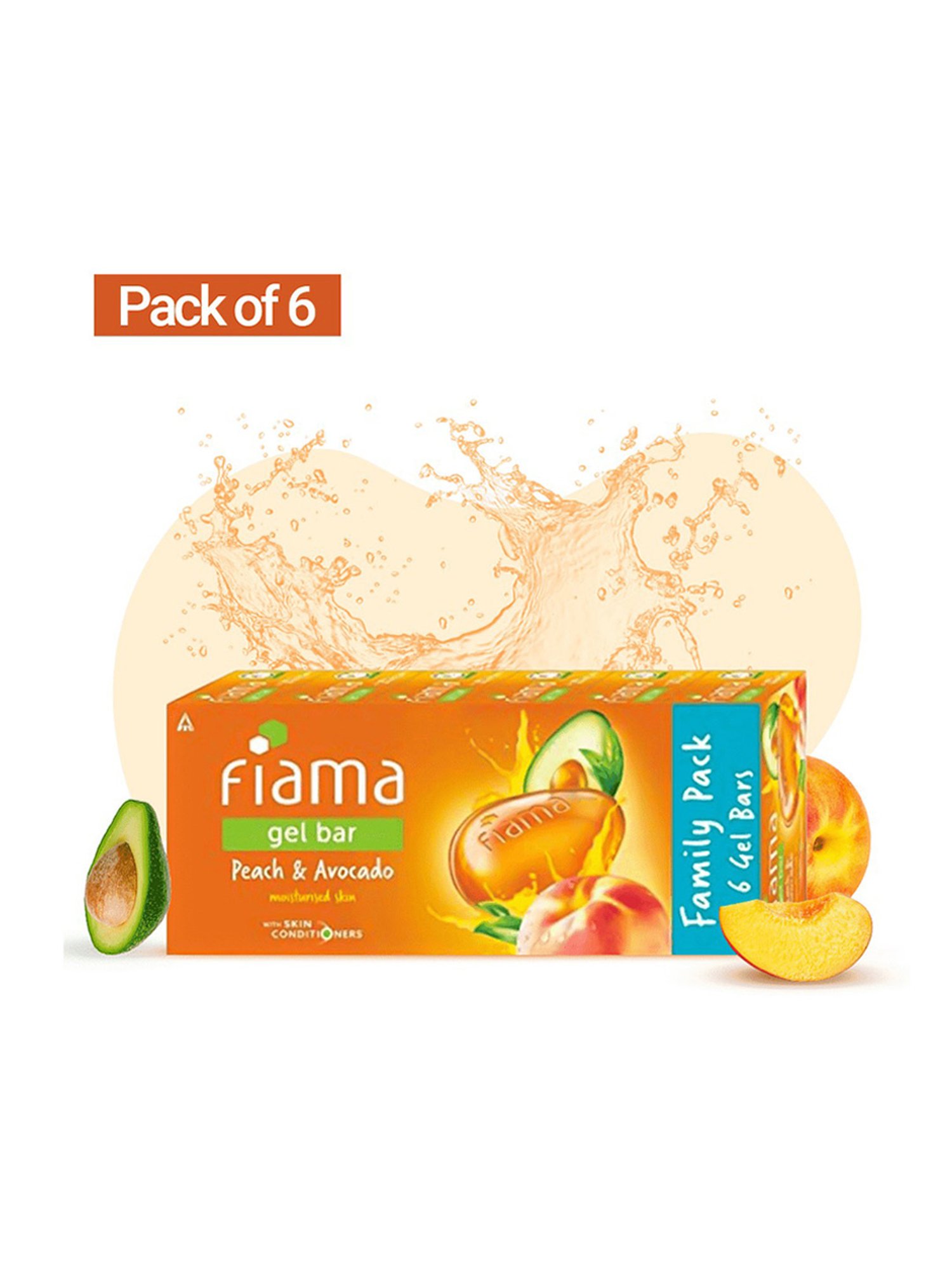 Fiama Peach & Avocado Gel Bar - Pack of 6