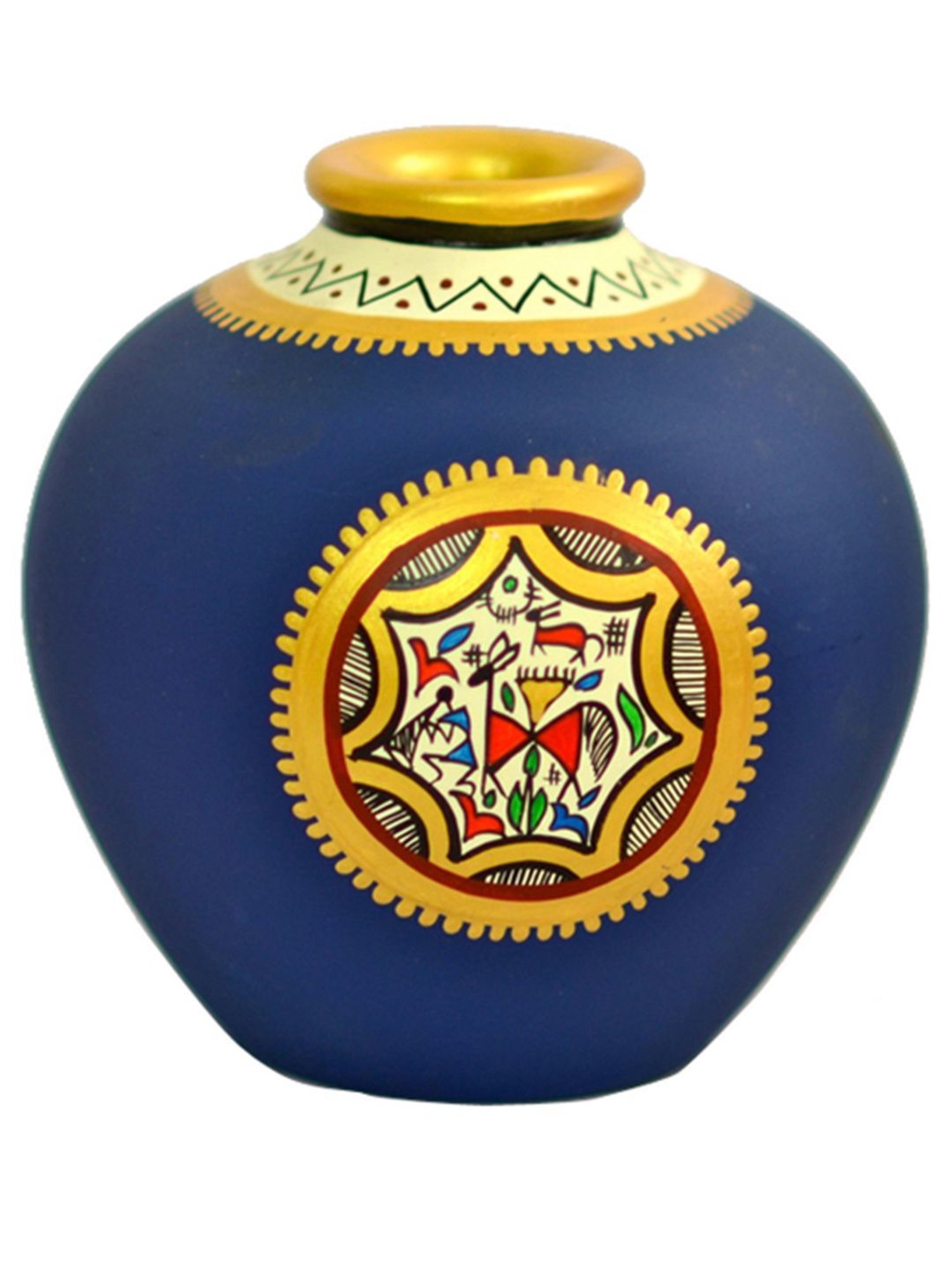 ExclusiveLane Combo Of Terracotta Handpainted Vases