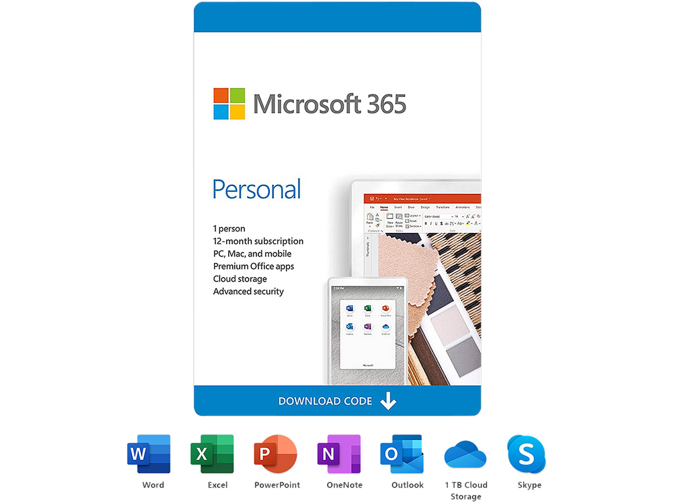 Microsoft 365 Personal | 12-Month Subscription, 1 person | Premium Office apps | 1TB OneDrive cloud storage | PC/Mac Download