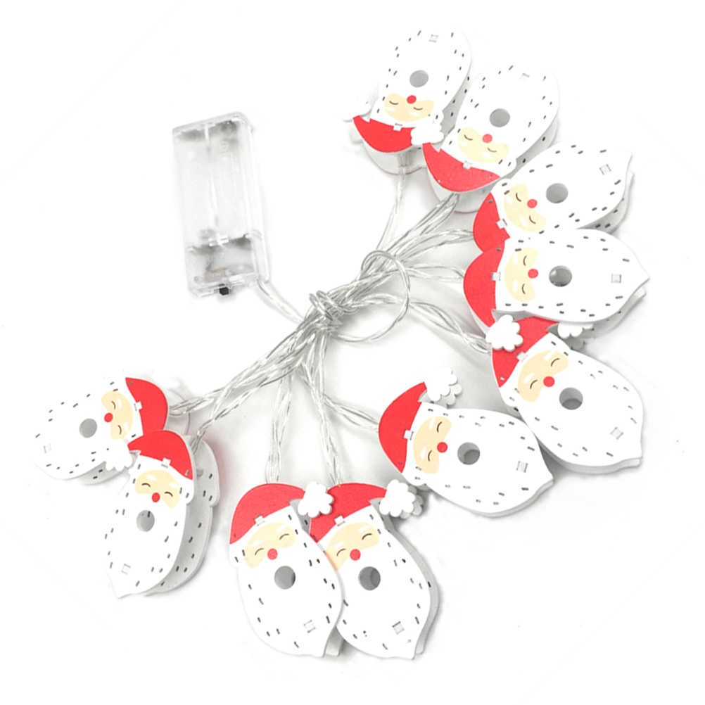 String Light with 10pcs LED Santa Claus Light Bulbs Warm White 1.5m Christmas Light Strip Battery Powered Party Garden Patio Rope Lights Decoration Illumination for Bedroom Wedding Holiday