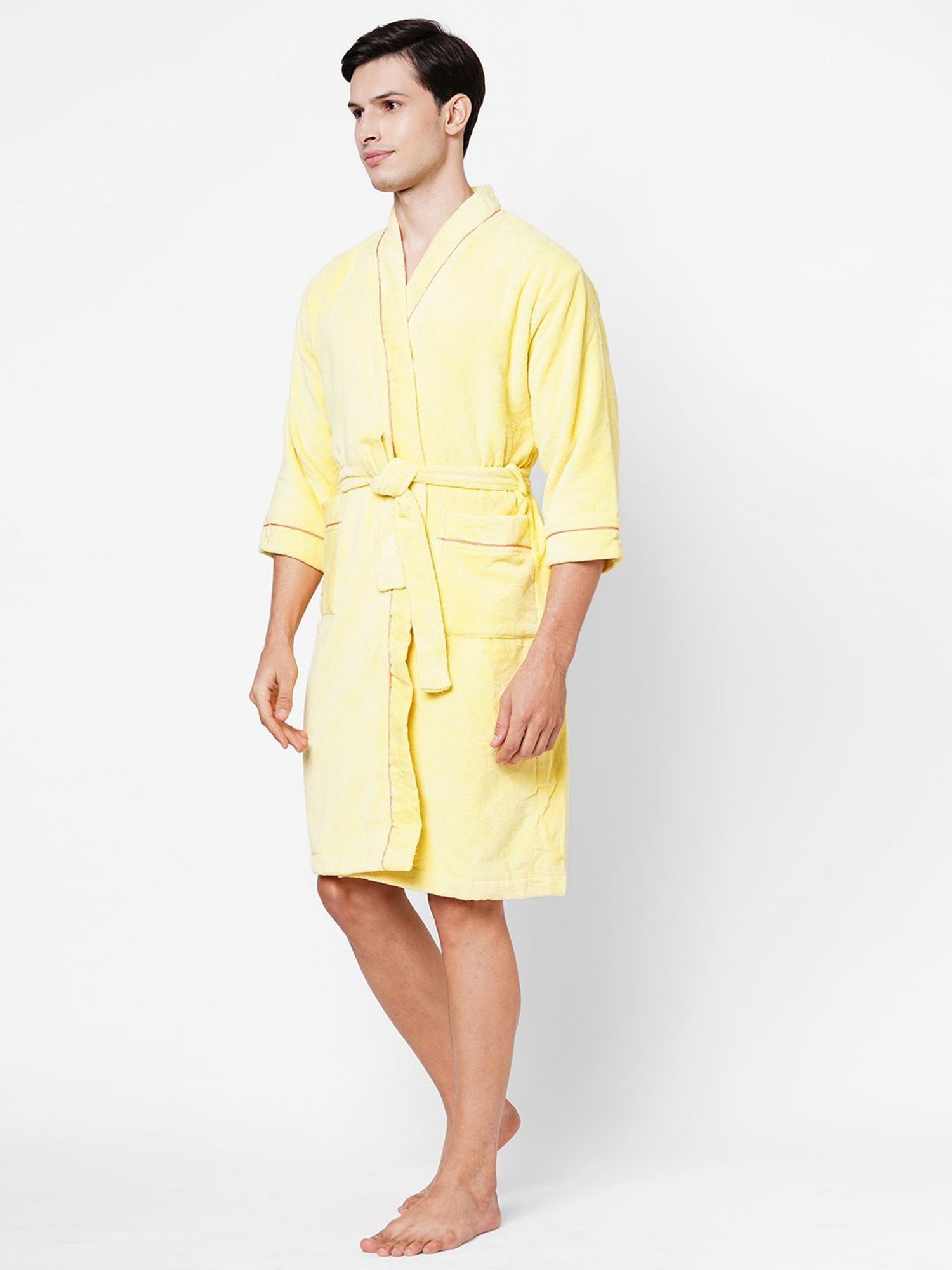 Spaces Exotica Solid Yellow Cotton Bathrobes