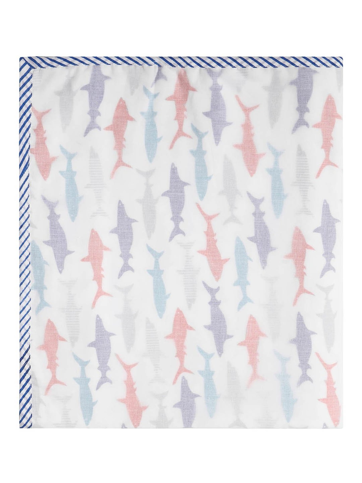 Nigh Nigh Shark Blue & White Cotton 70 TC Kids Dohar - Set of 1