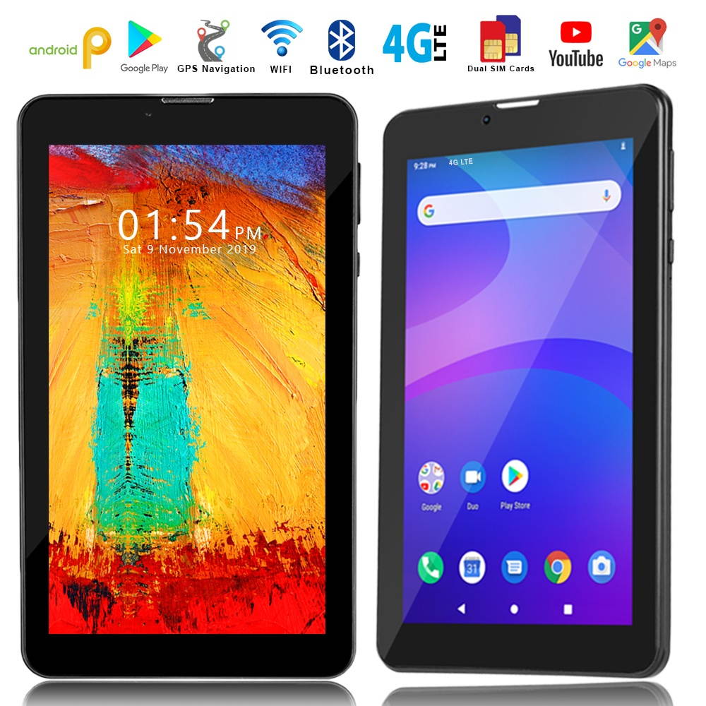 Indigi Unlocked 7.0" Tablet with Free Bluetooth headset WiFi+4G LTE Smart Phone Android 9.0 Pie- Free BH320 Bluetooth