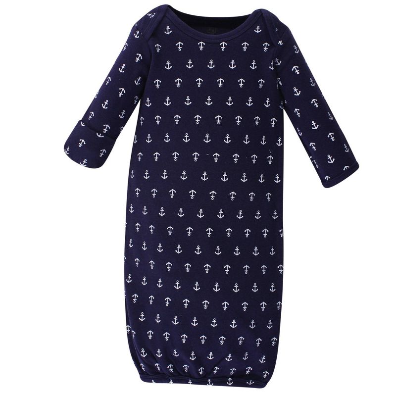 Hudson Baby Girls' 4pk Organic Cotton Sailor Whale Gown - Blue/White 0-6M