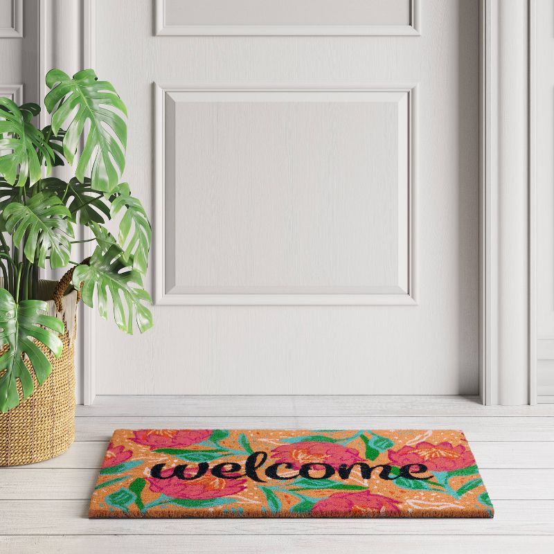 1'6"x2'6" 'Welcome' Flower Doormat Neutral - Opalhouse™