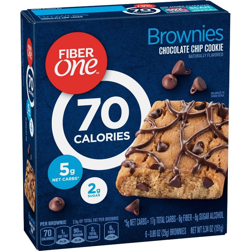 Fiber One Chocolate Chip Cookie Brownies - 6ct