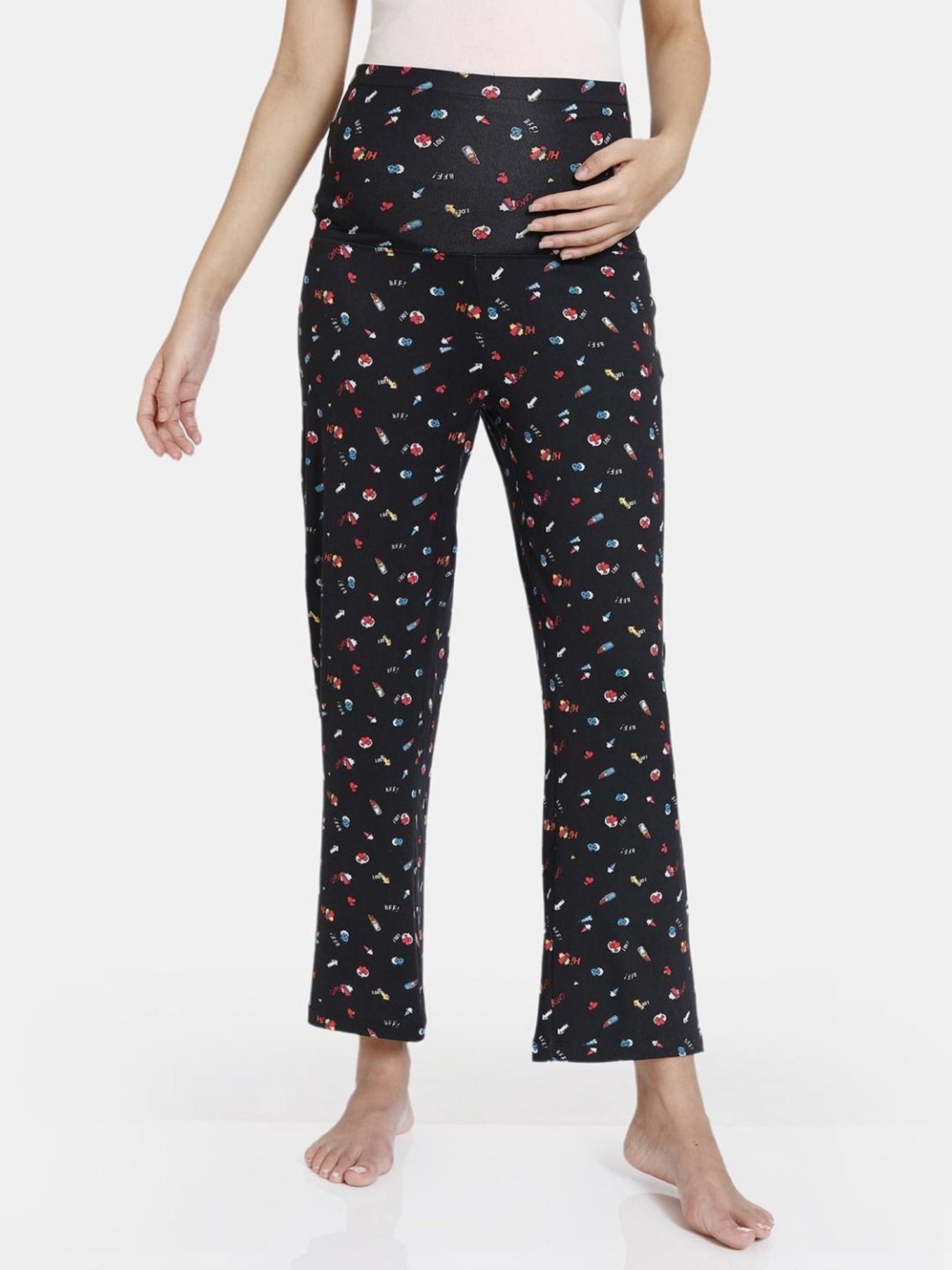Zivame Black Printed Maternity Sleepwear