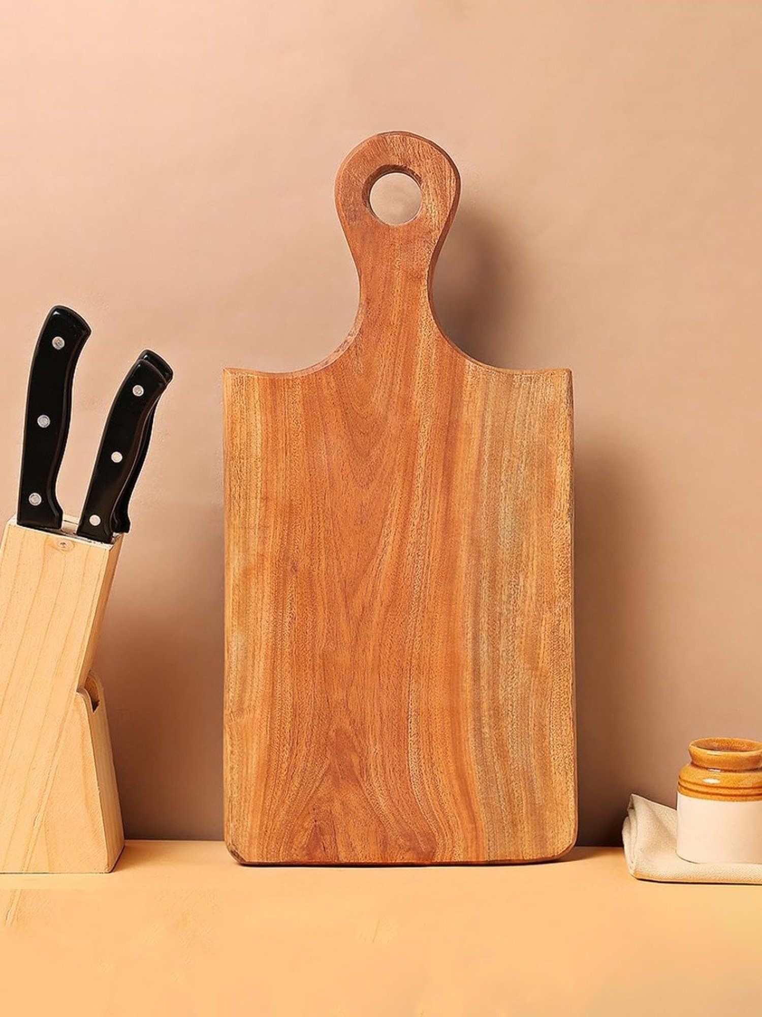 Crayton Natural Beige Mango Wood Chopping Board - Set of 1