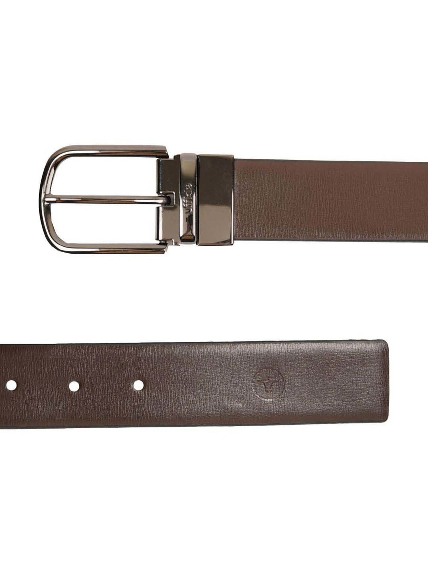 BULCHEE Brown & Black Leather Prong Reversible Belt for Men