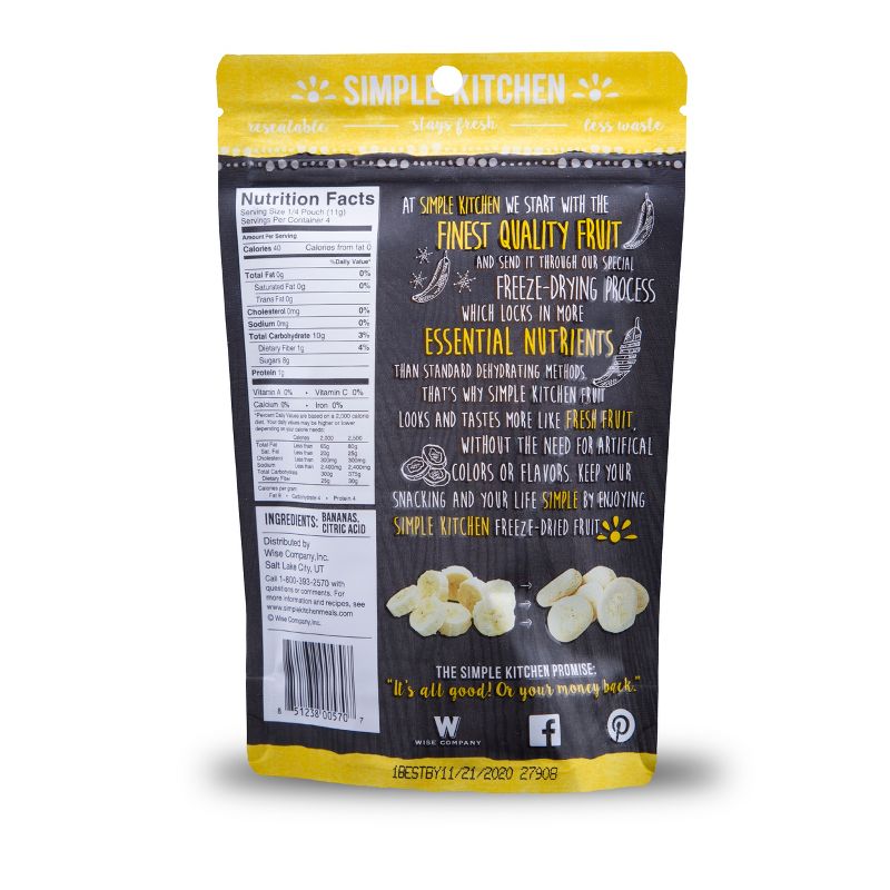 Wise Company Dehydrated Sliced Bananas 4 Servings 6ct