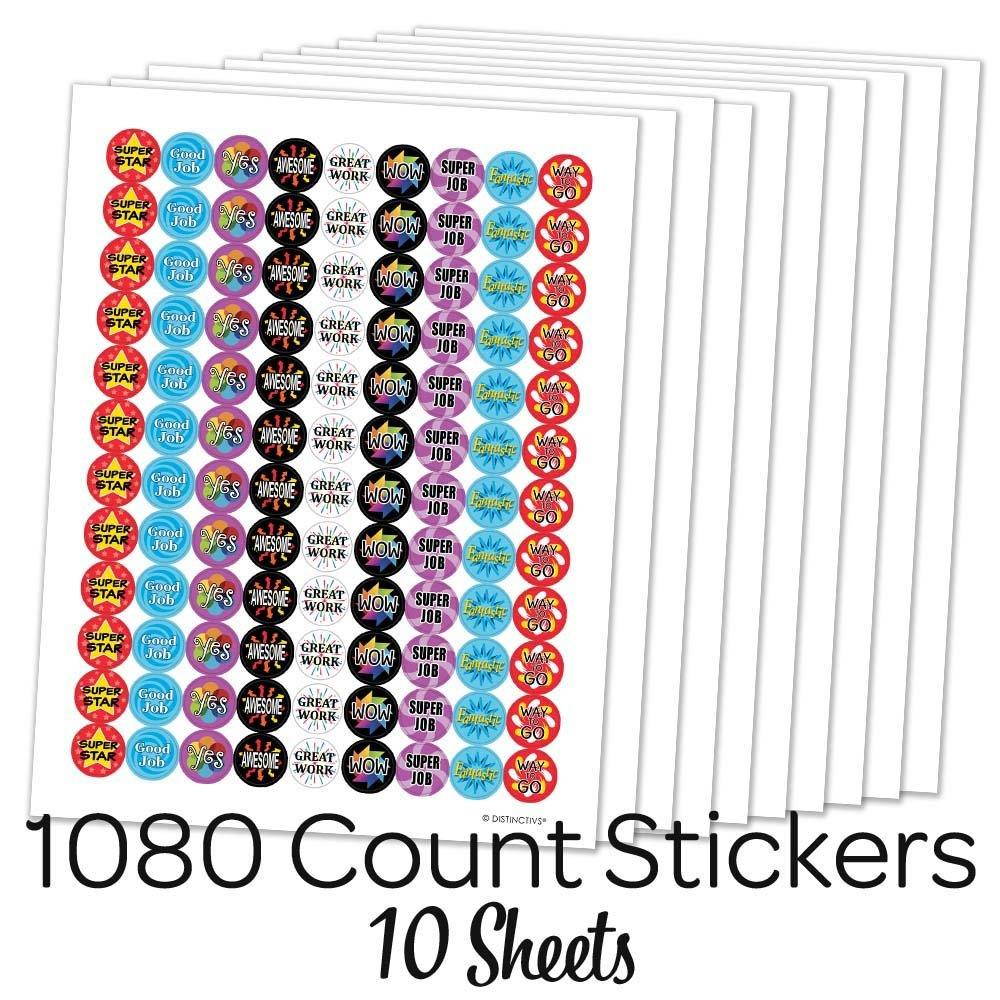 Teacher Reward Motivational Stickers for Children (Set of 1,080)