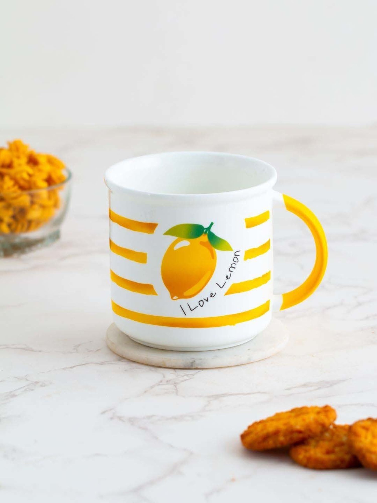 JCPL Marc White & Yellow Ceramic Mug (0.35 L)