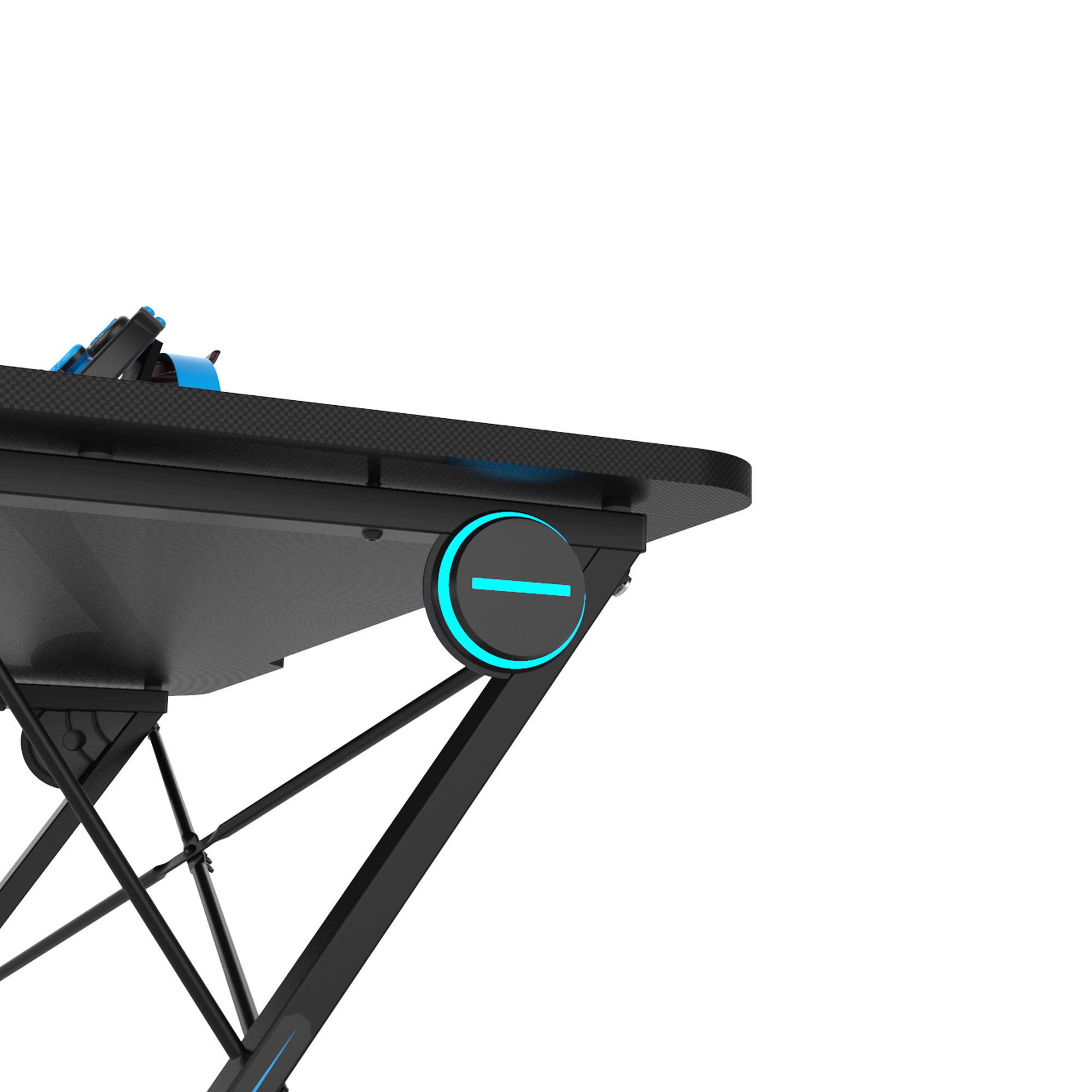 43.3'' Gaming Desk Z-Shaped Professional E-Sport Gamer Workstation Ergonomic PC Gaming Table Home Office Desk with LED Lights & Large Carbon Fiber Surface