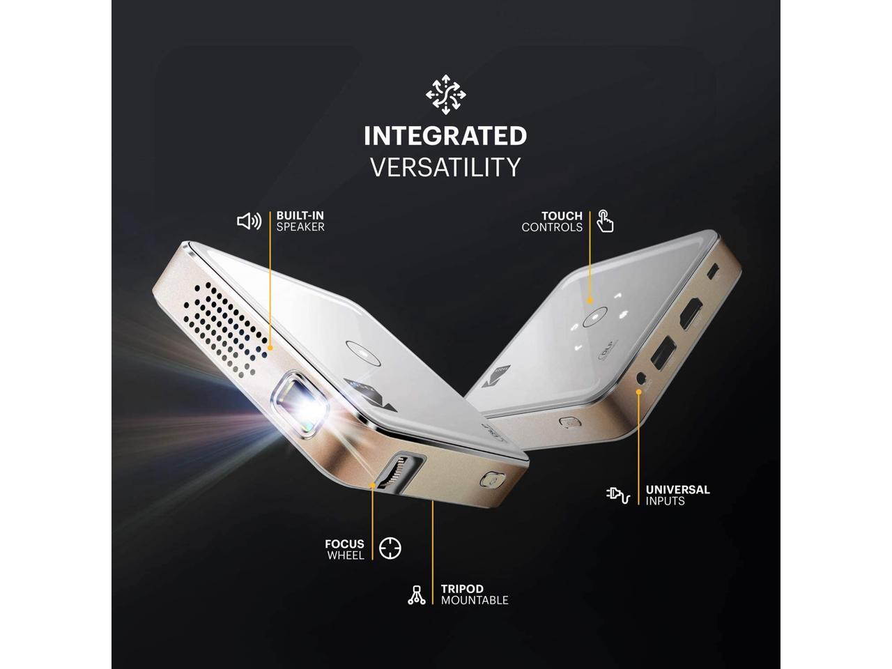 Kodak Ultra Mini Portable Projector - HD 1080p Support LED DLP Rechargeable Pico Projector - 100" Display, Built-in Speaker - HDMI, USB and Micro SD - Compatible with iPhone iPad, Android Phones