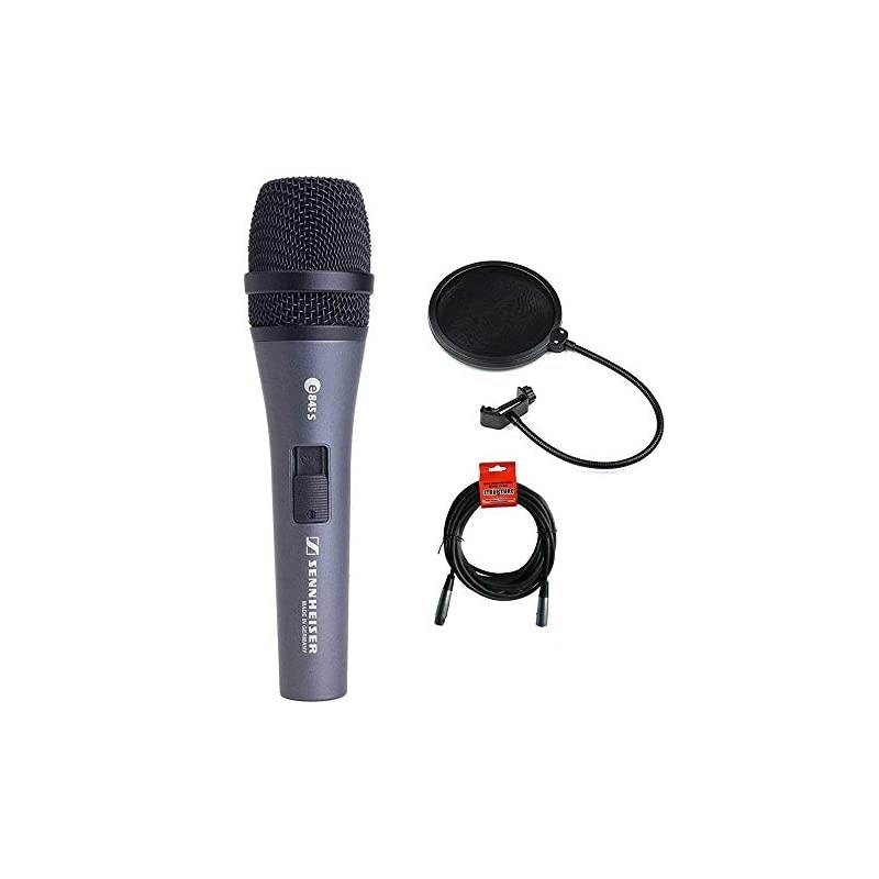 E845S Super-Cardioid Handheld Dynamic Microphone with Switch plus XLR-XLR Cable and Pop filter