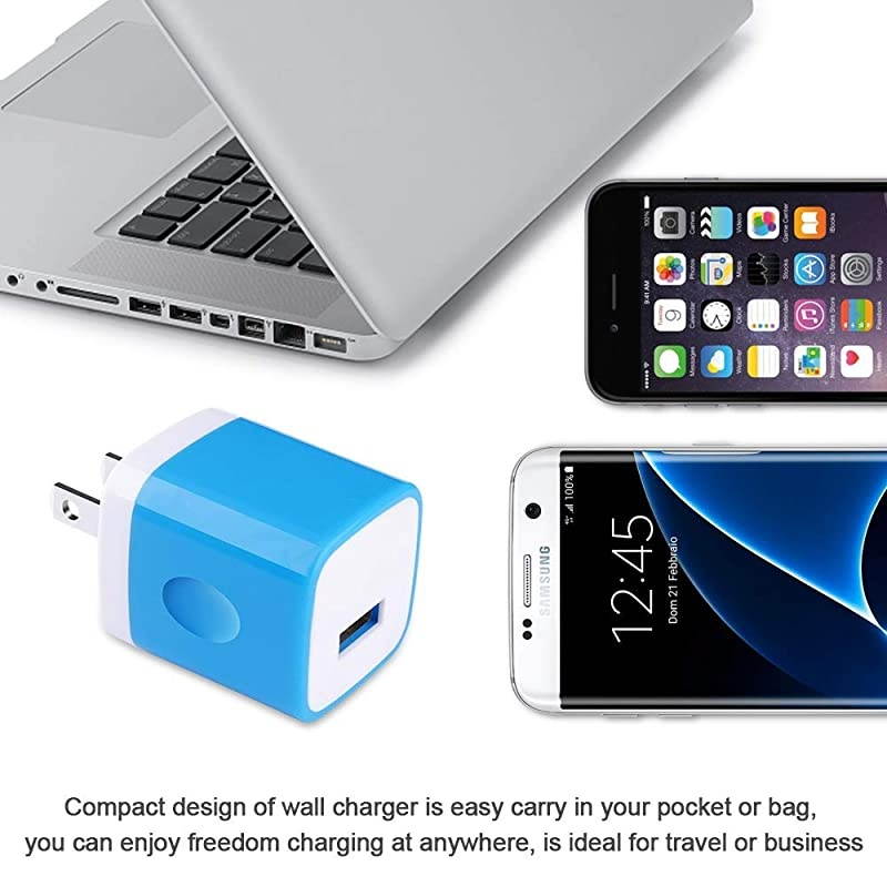 USB Plug Cube Wall Charger Single Port Power Block Charging Box Fast Charger Android Head One USB Brick Base Phone Adapter Compatible iPhone 11 Pro X 8 6 6s 5s SE 5C Plus iPad Samsung LG Moto
