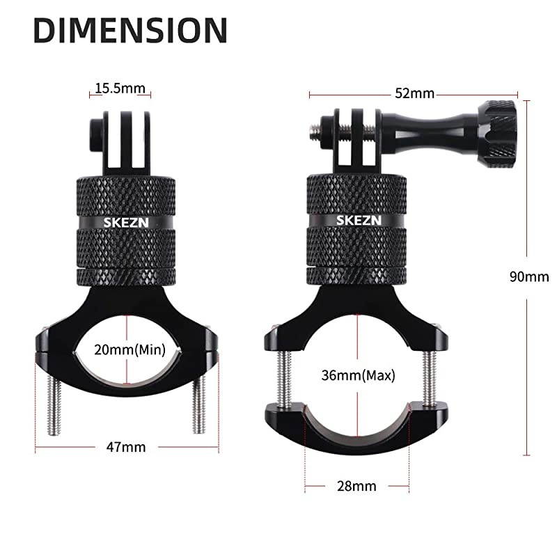 Bike Bicycle Handlebar Mount for GoPro, 360 Degree Rotation Aluminium Bicycle Rack Adjuster Compatible with Action Camera Hero 9/8/7/6/ 5/4/ 3+/ 3/2/ 1,Xiaoyi, Garmin, CASIO, Black