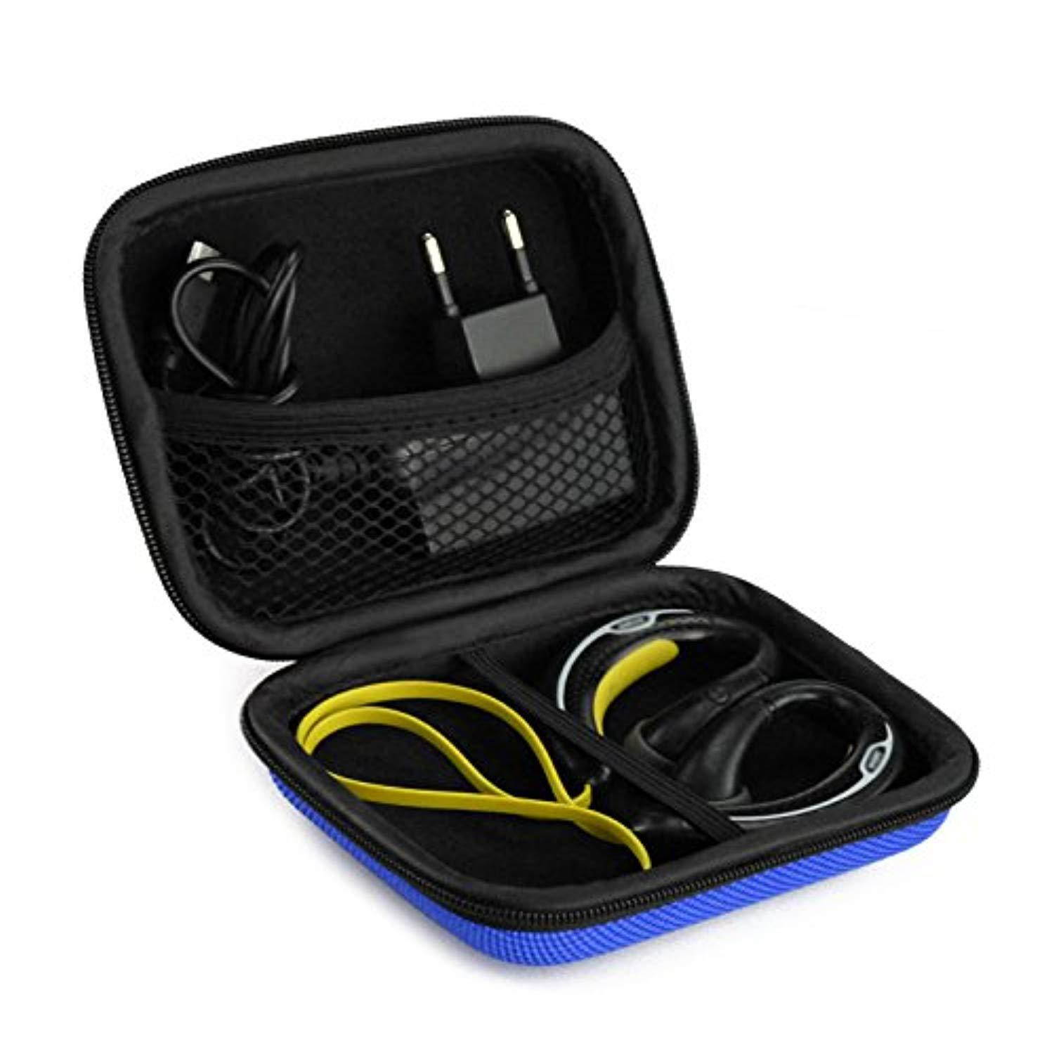 Geekria UltraShell Case for Bowers & Wilkins, Beyerdynamic, Jabra Headphones, Replacement Protective Hard Shell Travel Carrying Bag with Accessories Storage (Blue)