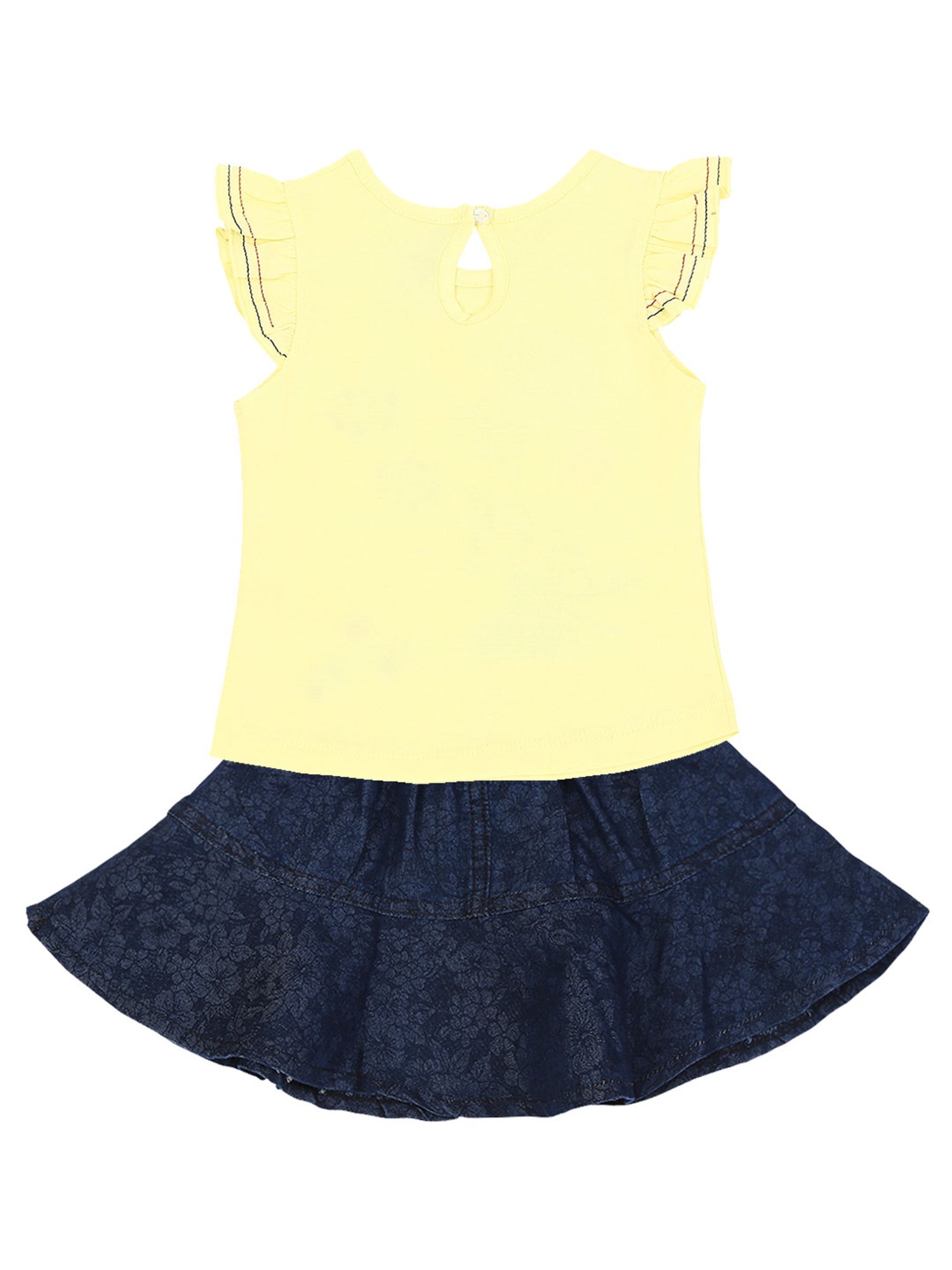 Mee Mee Kids Yellow & Blue Printed Top with Skirt