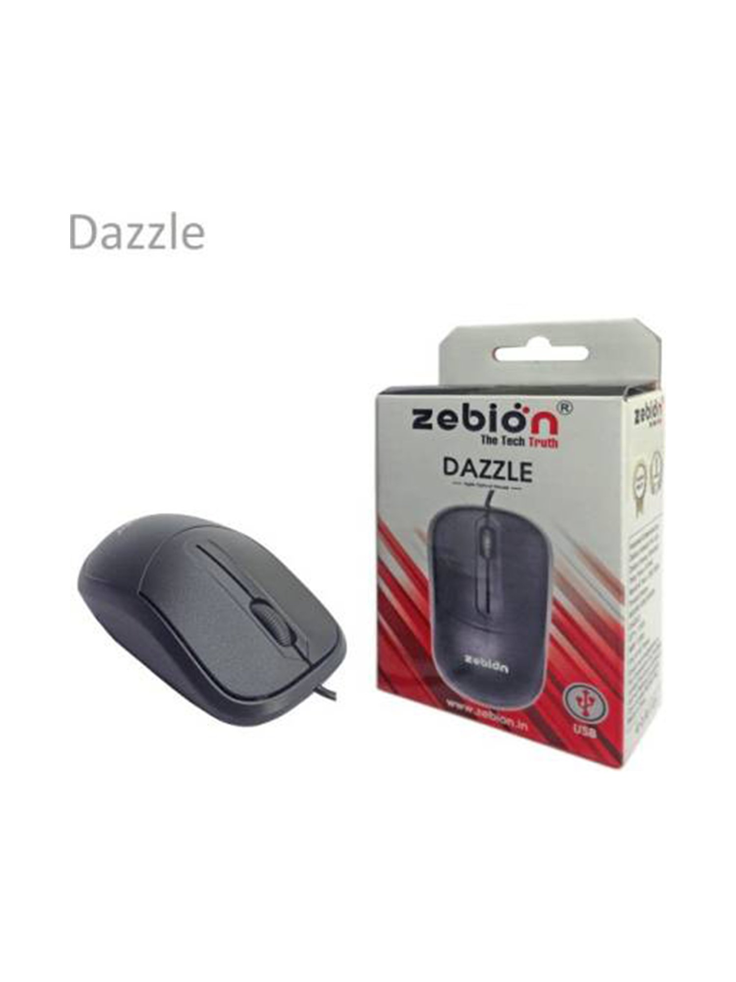 Zebion Dazzle Wired Optical Mouse Usb 2.0 - Black