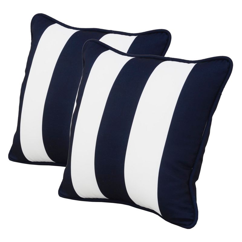 Rolston 2pk Outdoor Throw Pillow Dark Blue/White Stripe - Haven Way
