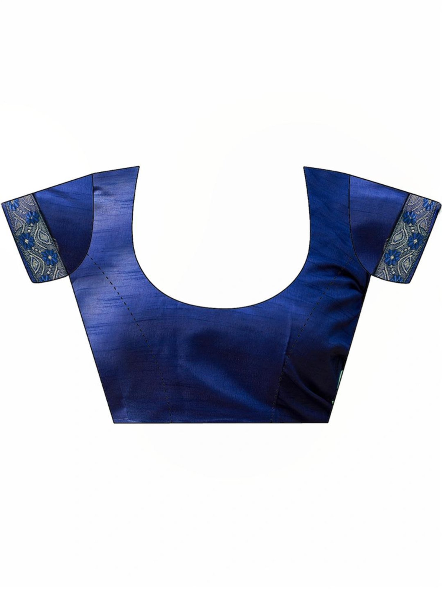 Satrani Navy Floral Print Saree With Unstitched Blouse