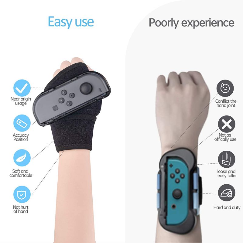 Wristband is suitable for Just Dance 2021 2020 2019 switch, hands-free elastic wristband, suitable for Nintnedo Switch dance accessories, a pair of JoyCon grips (black), adult version