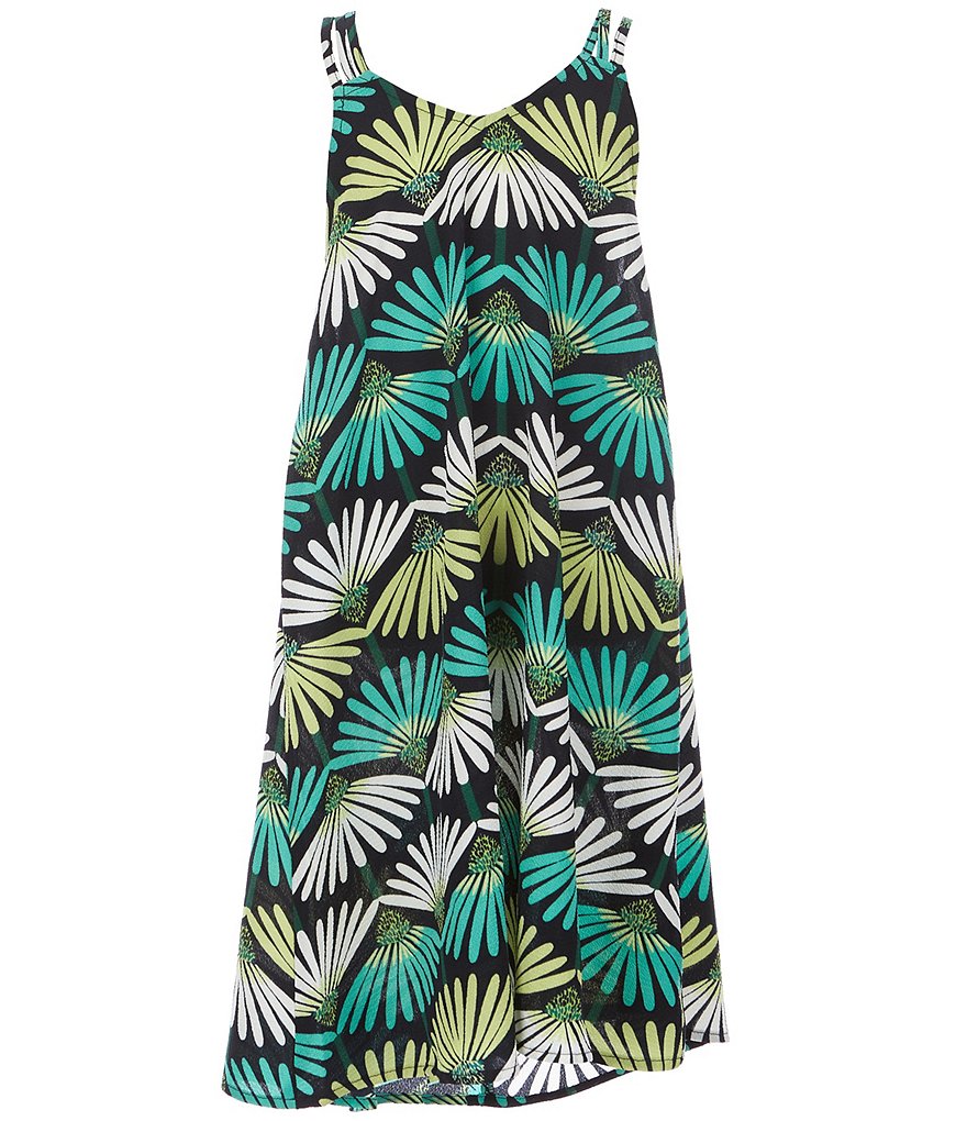 Mini Molly Big Girls 8-14 Palm Printed Strappy-Back Dress