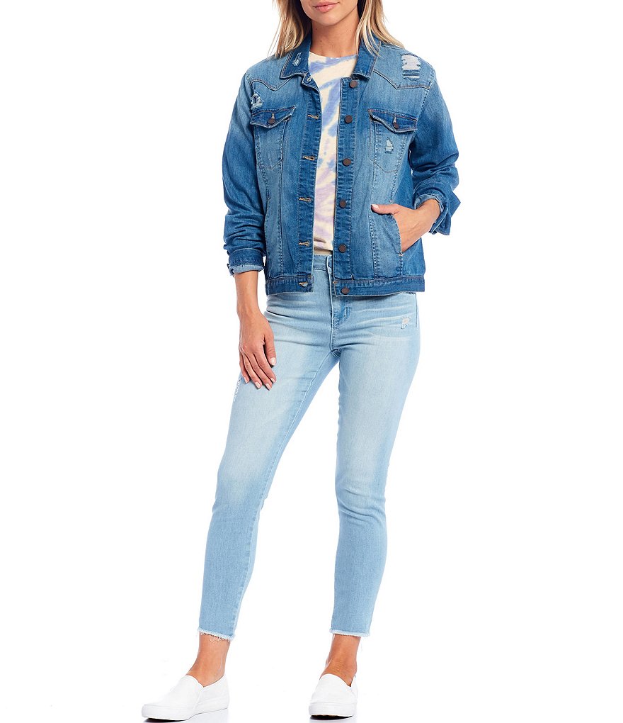 Democracy Western Distressed Detail Denim Jacket