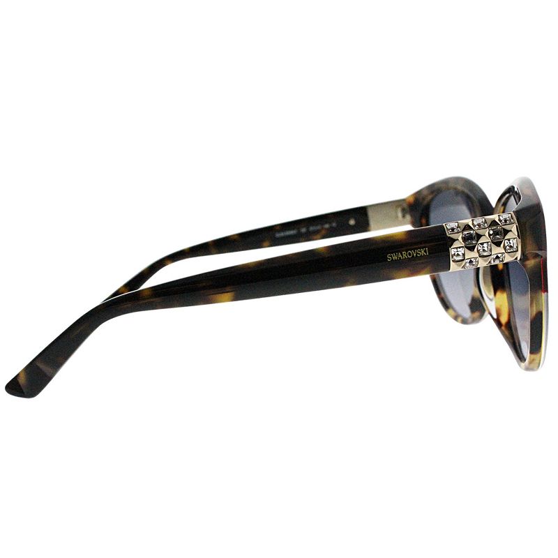 Swarovski Low Bridge Fit SK0084 72F Womens Round Sunglasses Shiny Bordeaux Black Horn 57mm