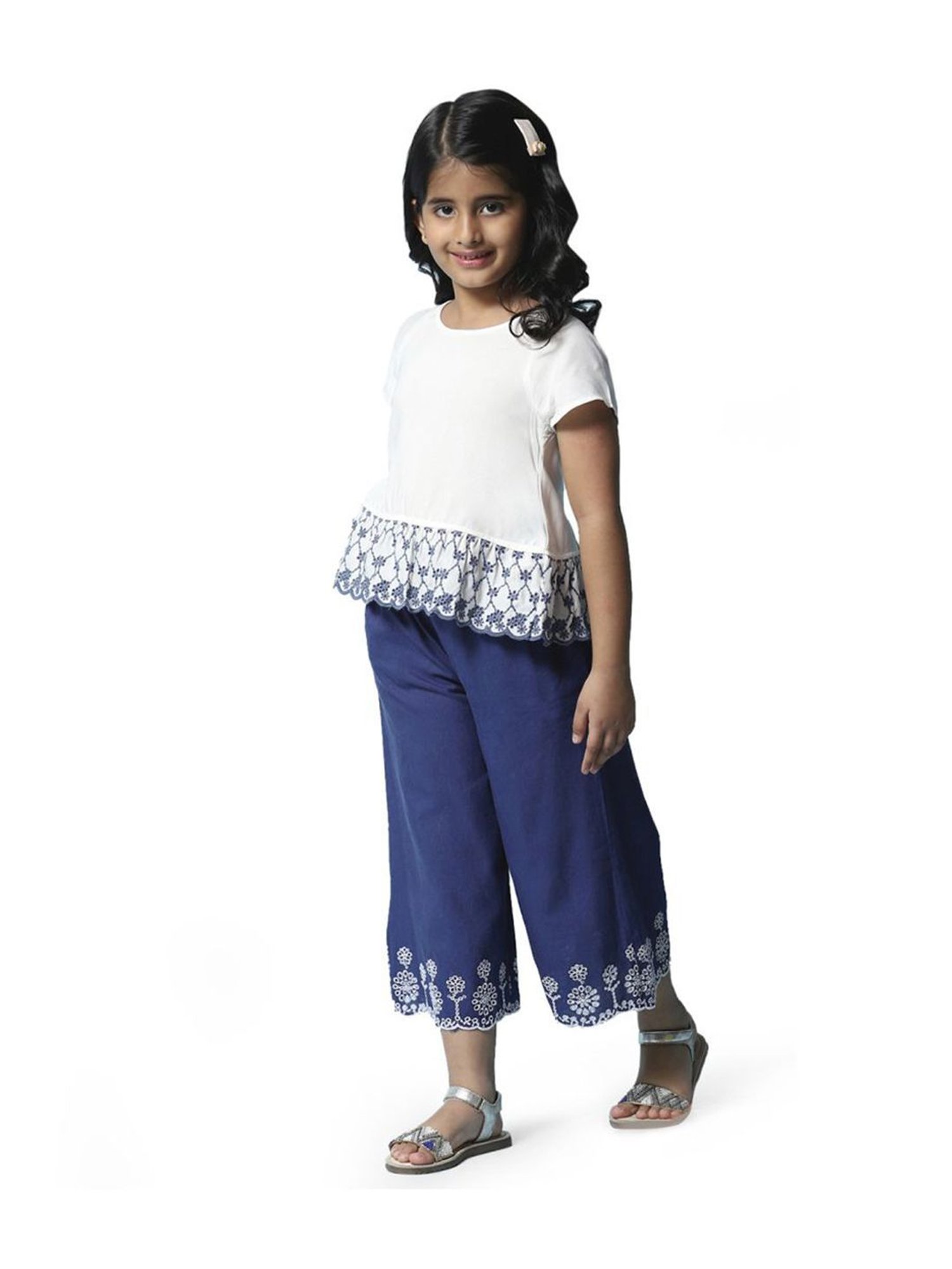 Biba Girls White Regular Fit Top
