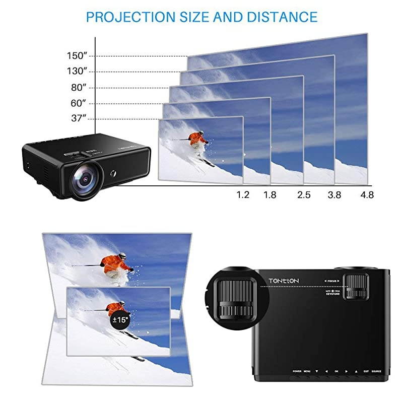 Projector  2400 Lux Video Projector supporting 1080P 50000 Hour LED Full HD Mini Projector Compatible with  Fire TV Stick HDMI VGA USB AV SD for Home Theater