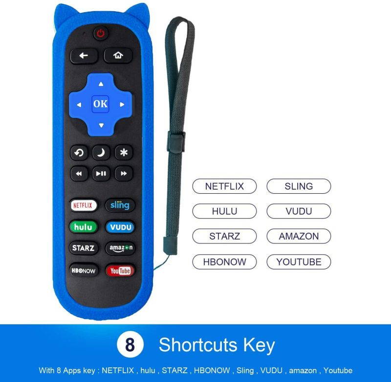 Motiexic Remote Control Compatible with All TCL Roku TV, Universal for TCL 4K Smart Roku TV Remote Control, 2020 Update Version with 8 Channel Shortcut Keys, with Blue Glow Protective Case