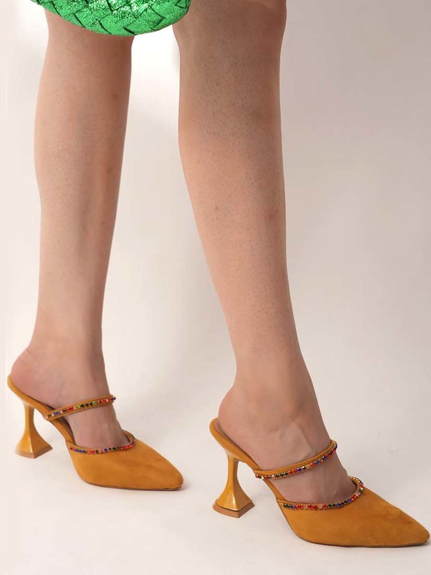 Scentra Women's Yellow Mule Shoes