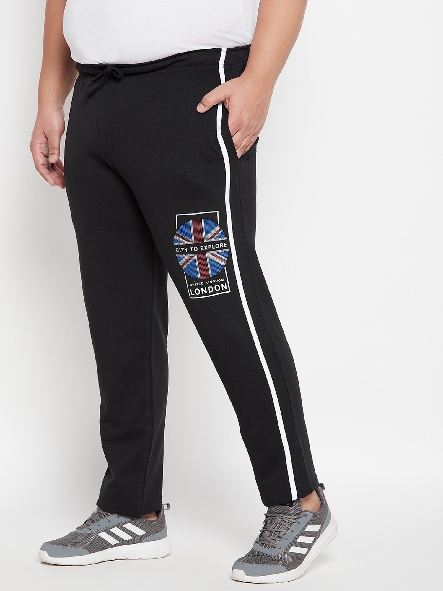 Bigbanana Z Black Cotton Regular Fit Printed Trackpants