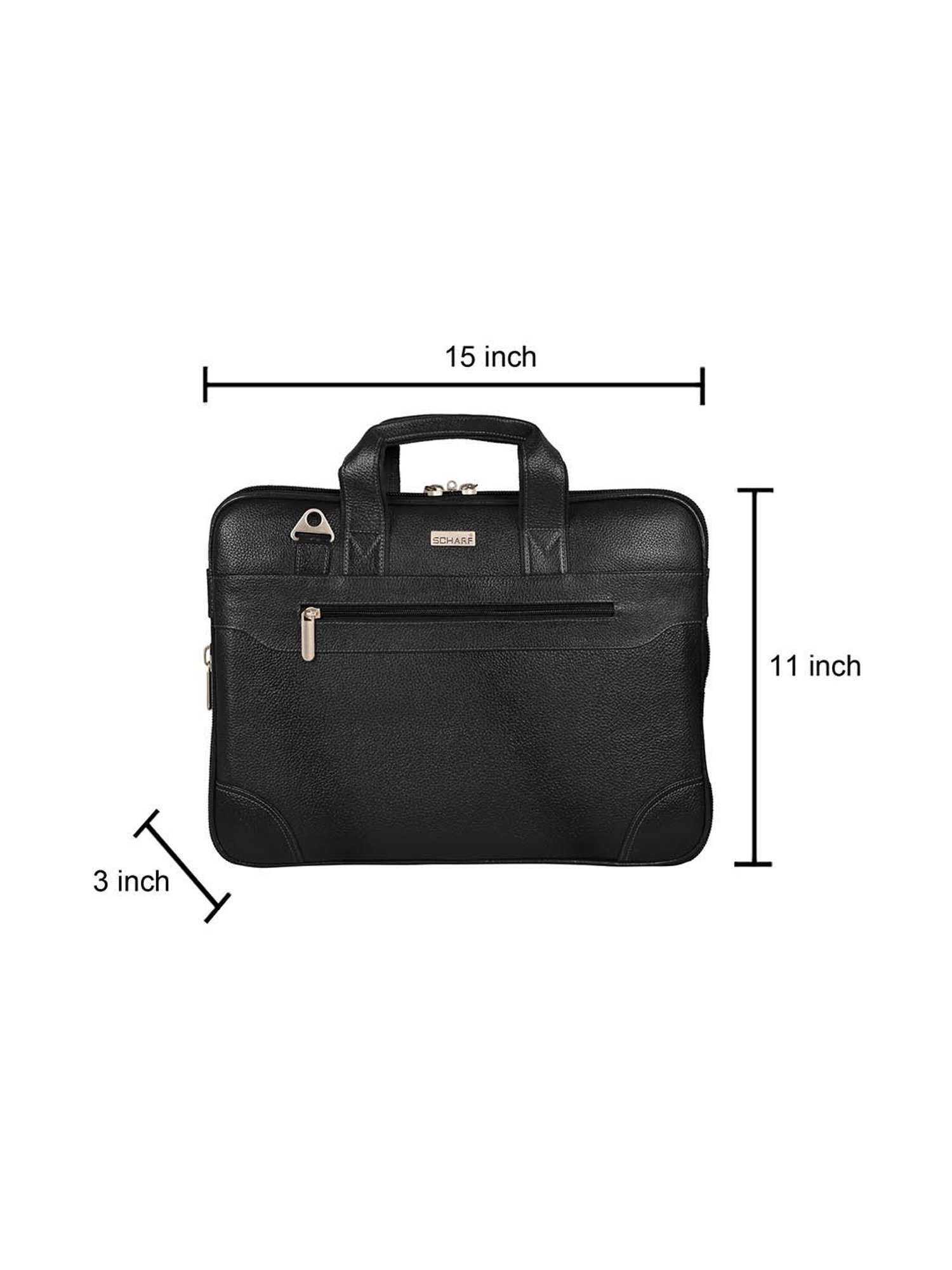 SCHARF Sir Dom  Black Leather Medium Laptop Messenger Bag - 15.6 inches