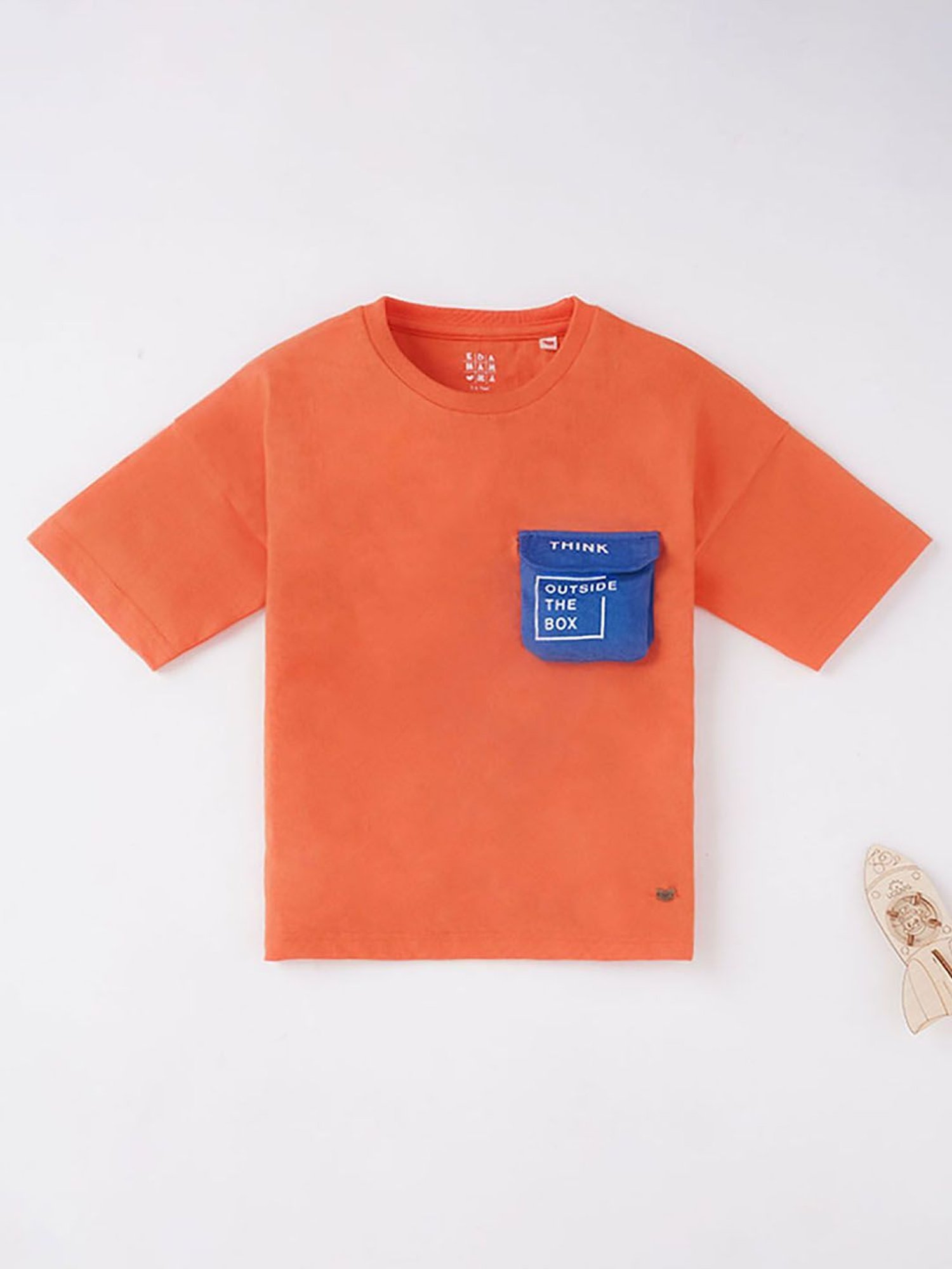Ed-a-Mamma Kids Orange Solid  T-Shirt