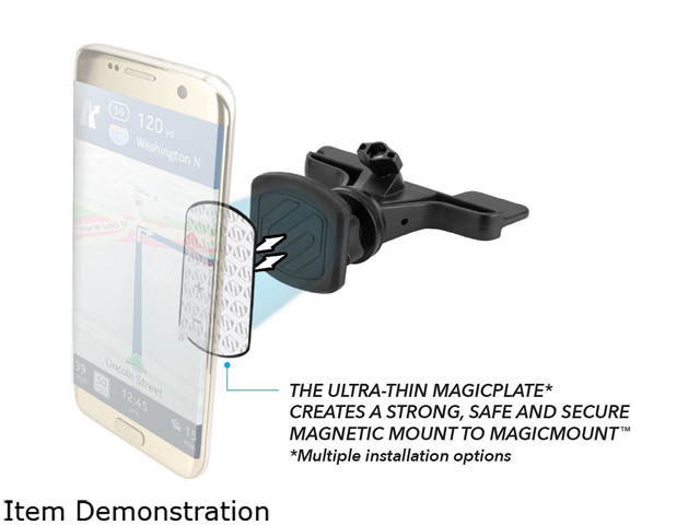 Scosche - MAGICMOUNT CD Magnetic CD Slot Mount For Mobile devices, Adjustable lock for secure holding in CD slot, Color: Black