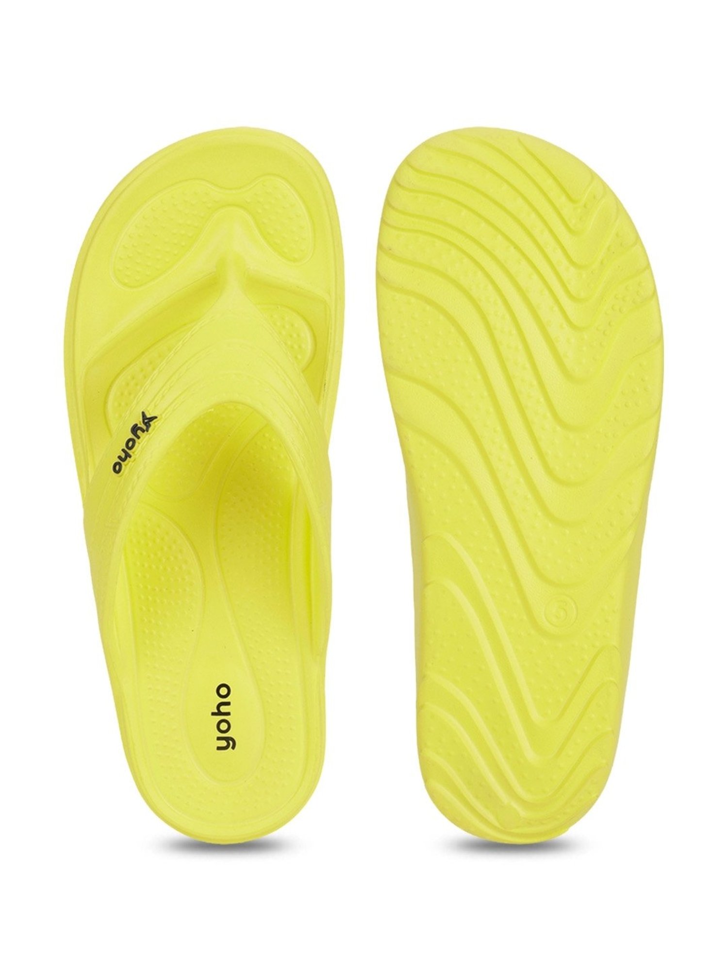 Yoho Women's Accupressure Drizzle  Yellow Flip Flops