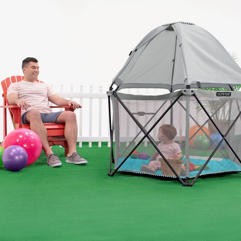 Summer Infant Pop 'n Play Sweet Life Edition Hex Playard - Aqua Sugar