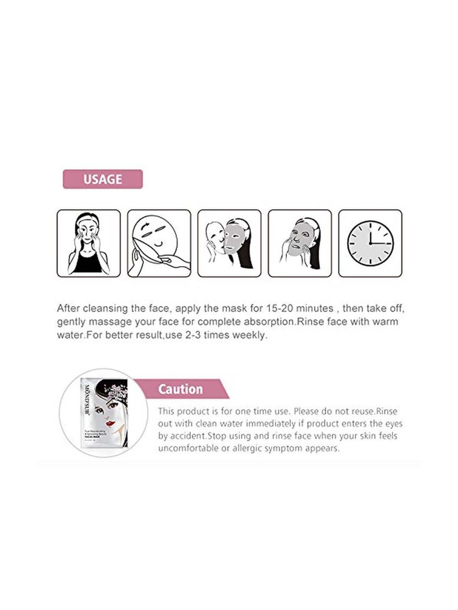 MONDSUB Pure Rejuvenating Facial Sheet Masks (Pack of 5) - 25 gm Each