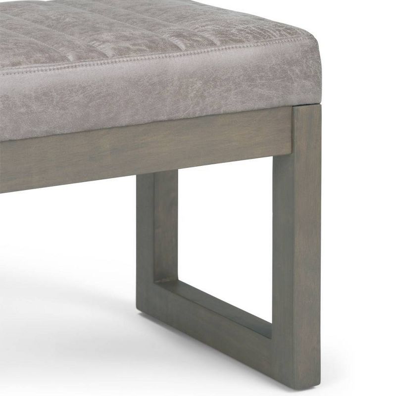 48" Kaufman Ottoman Bench Distressed Gray Taupe Faux Air Leather - WyndenHall