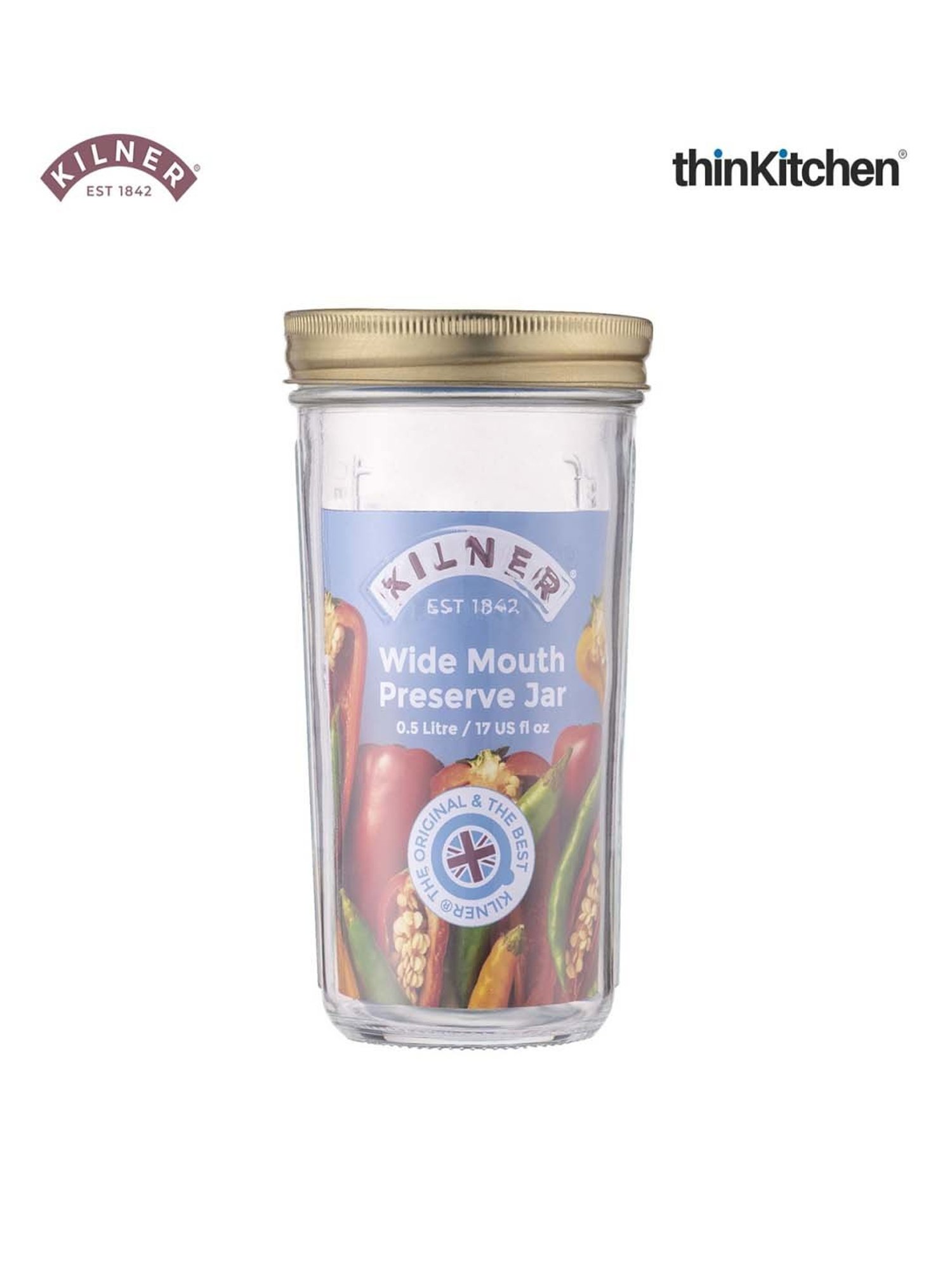 Kilner Transparent Glass Wide Mouth Preserve Jars (0.5 L) - Set of 3